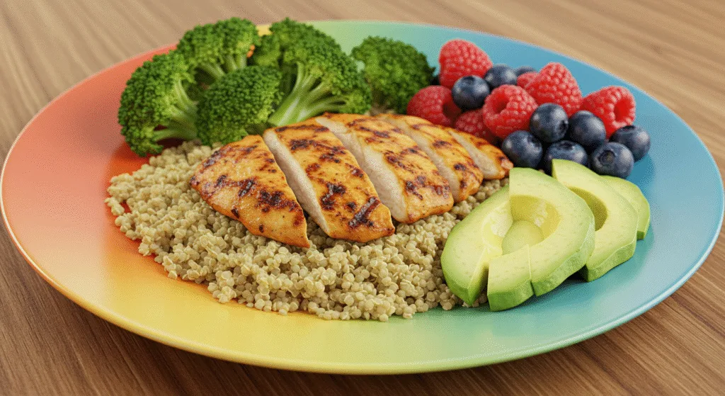 Healthy Meal Plan for Weight Loss01 BLOG PK Healthy weight loss meal plan with lean protein whole grains and fresh vegetables