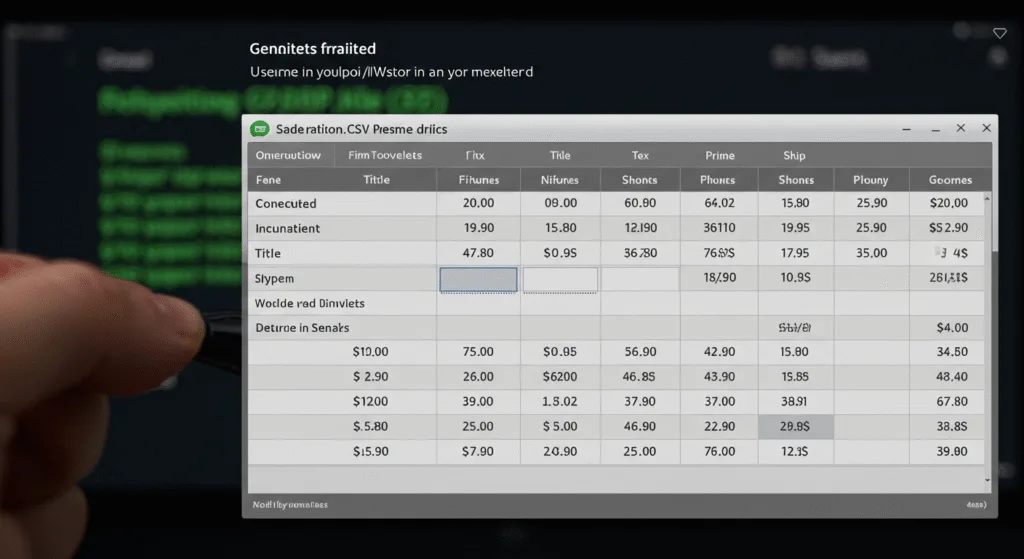 Screenshot of the generated CSV file with columns Title and Price02 BLOG PK Screenshot of the generated CSV file with columns Title and Price