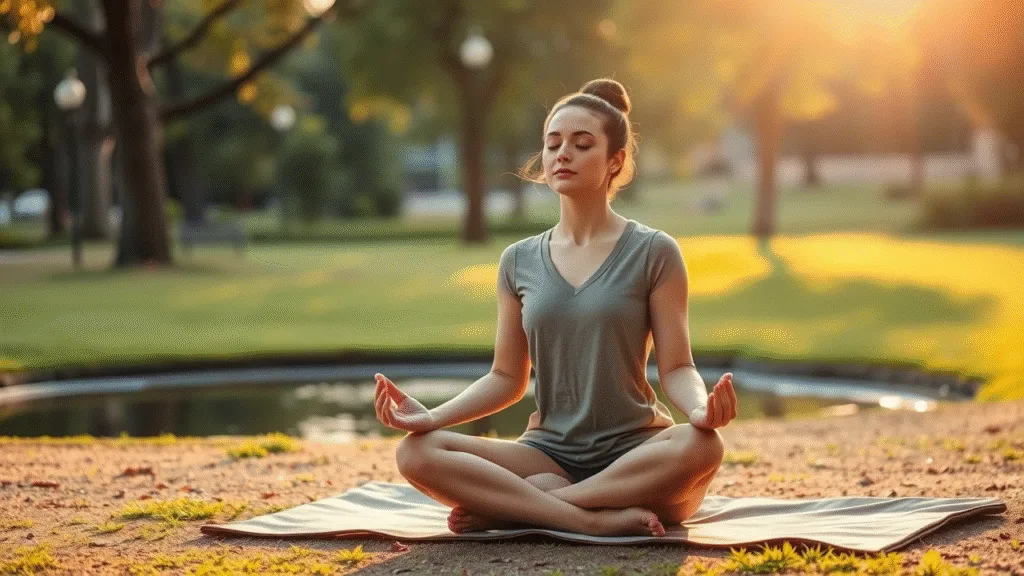 A person meditating peacefully in a park at sunrise symbolizing stress relief and inner peace1 BLOG PK Common Human Problems