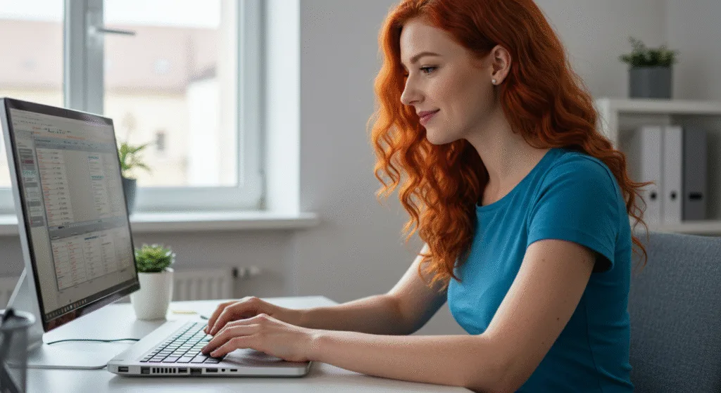 an image of a girl typing into a computer screen Organizing Database02 BLOG PK Database